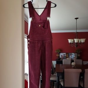 Corduroy wine red overalls
